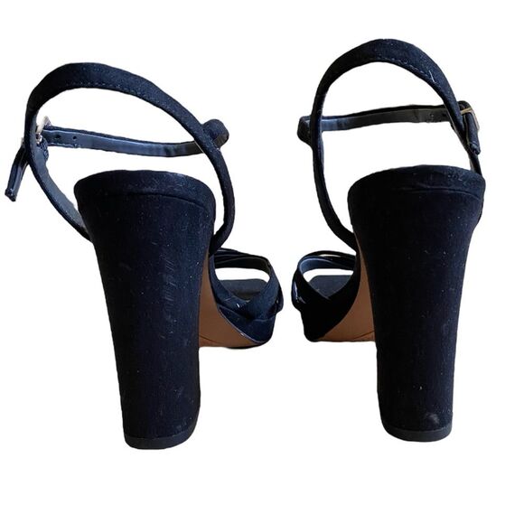 NEW Franco Sarto Damalis Platform Sandals Size 6.5 Heels in Black Galaxy Sparkle - Picture 11 of 16